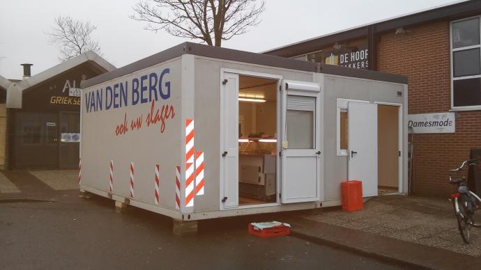 Temporary butchery after fire at Butchery van den Berg (Wezep, the Netherlands)