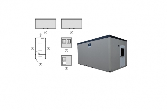 Unit 6x3m. met gang TS-180