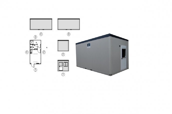 Sanitaire unit 6x3m. met toilet, douche en pantry TS-270